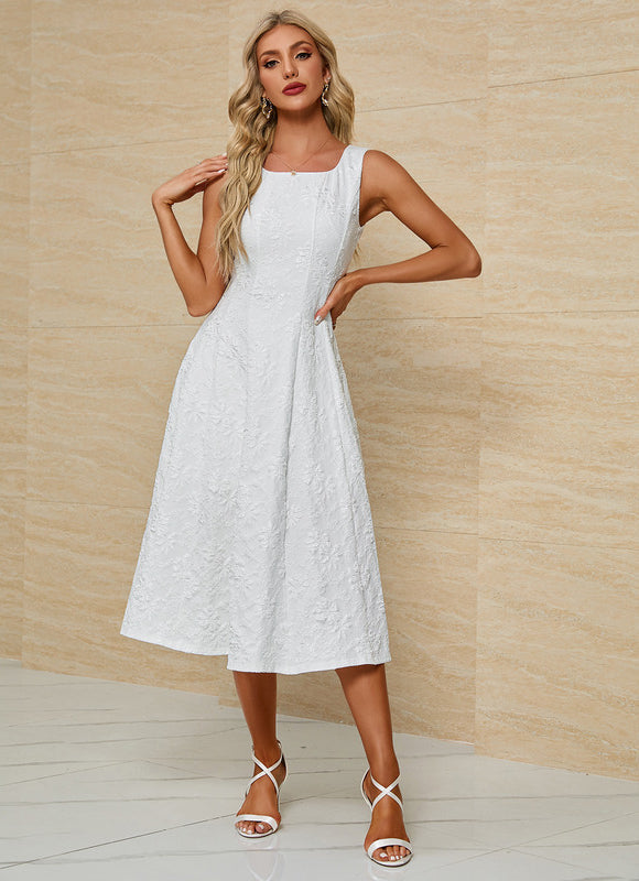 Robe Midi Jacquard Blanche - gallery 4