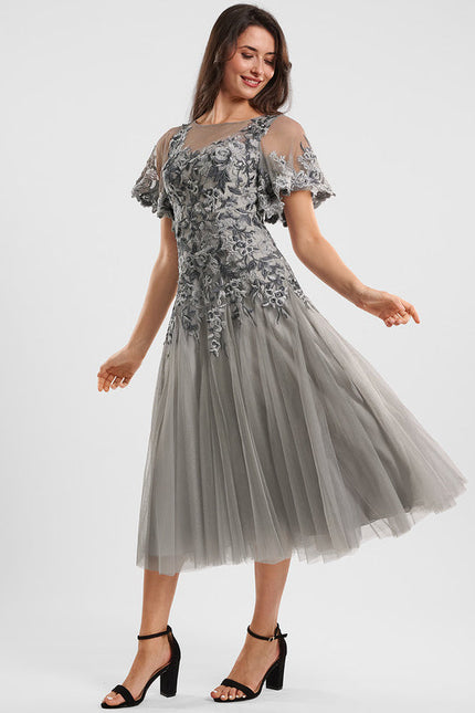 Robe Midi Tulle Argenté - gallery 3