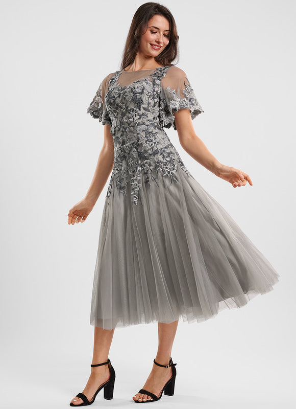 Robe Midi Tulle Argenté - gallery 3