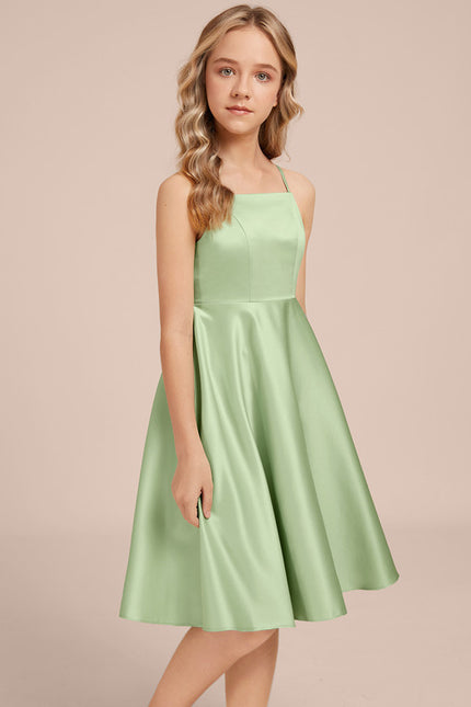 Robe Midi Satin Évasée Verte - gallery 4