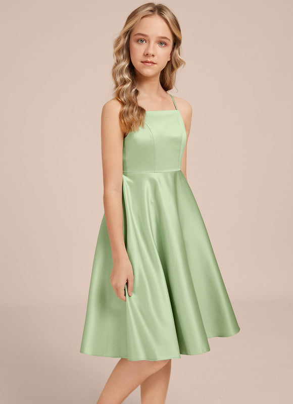 Robe Midi Satin Évasée Verte - gallery 4