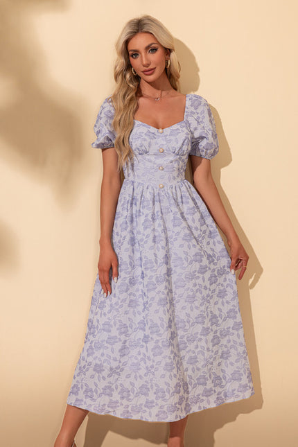 Robe Midi Rose À Volants - gallery 5
