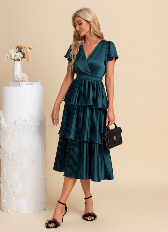 Robe Midi Plissée Satinée
