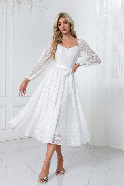 Midi Robe Blanche Femme - gallery 6
