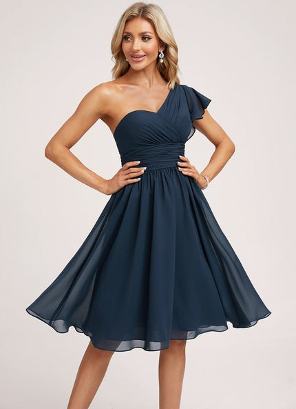 Robe Midi Asymétrique Marine