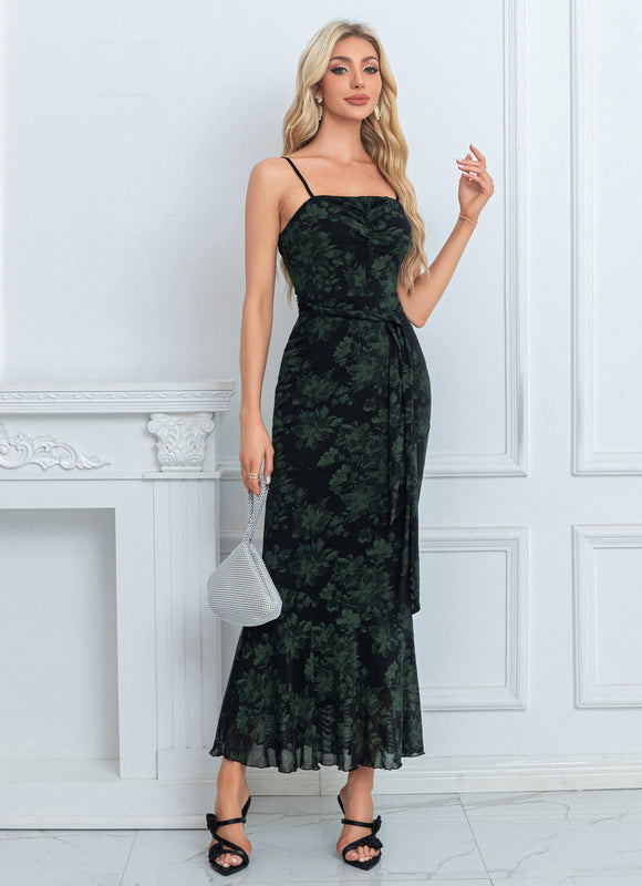 Robe Midi Sirène Velours Noir - gallery 4