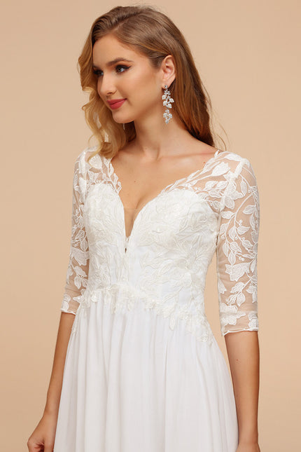 Robe Blanche Midi Manche Longue - gallery 5