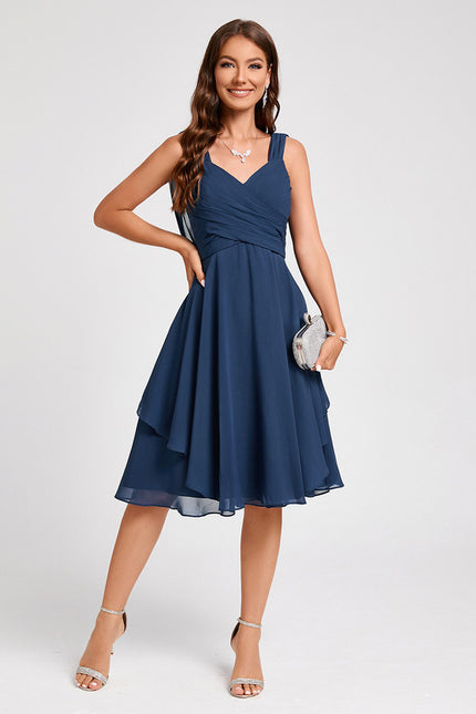 Robe Midi Aérienne Marine - gallery 2