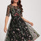 Robe Midi Fleurie Noire