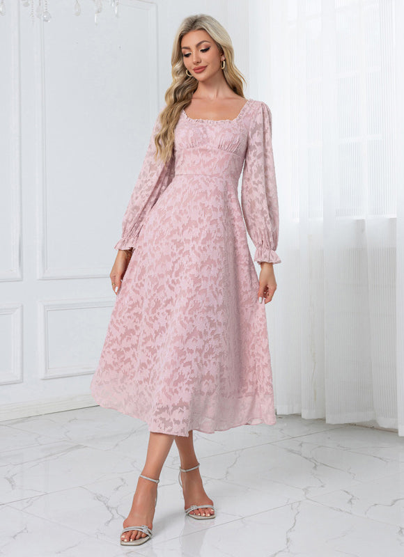 Robe Midi Rose À Motifs - gallery 2