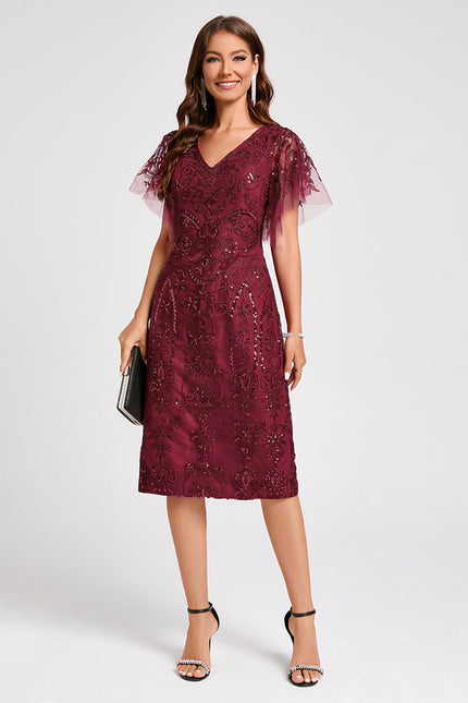 Robe Midi Bordeaux Pailletée
