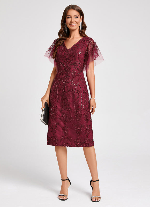 Robe Midi Bordeaux Pailletée