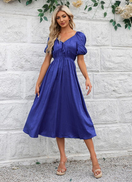 Robe Midi Satin Bleu Royal