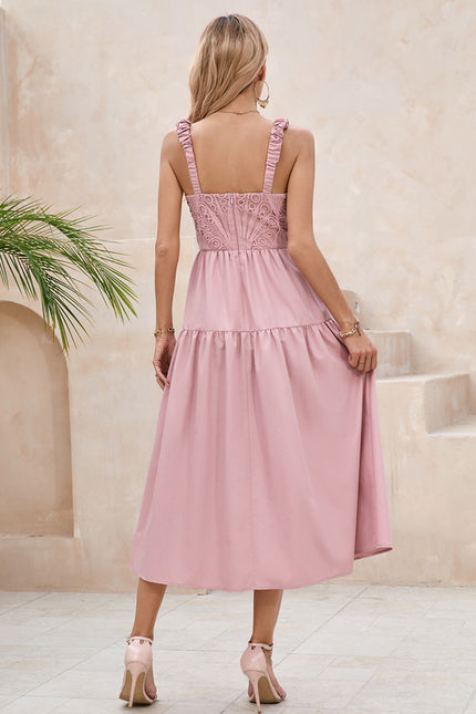Robe Midi Midi Rose Brodée - gallery 5