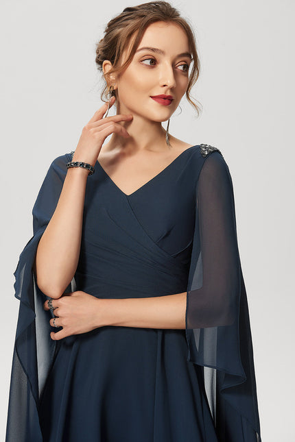 Robe Midi Éthérée Marine - gallery 4