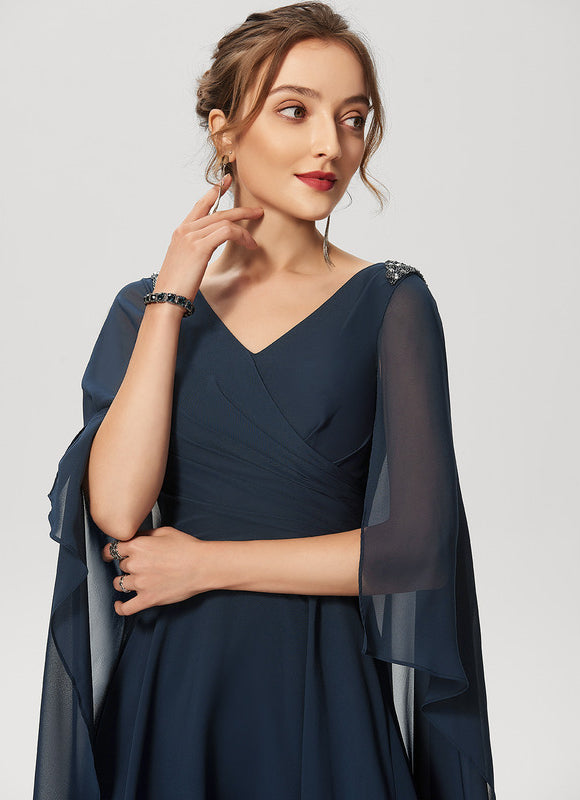 Robe Midi Éthérée Marine - gallery 4