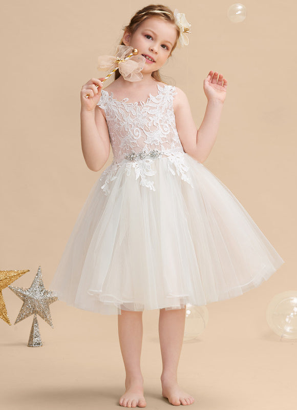 Robe Midi Enfant Dentelle Blanche - gallery 1