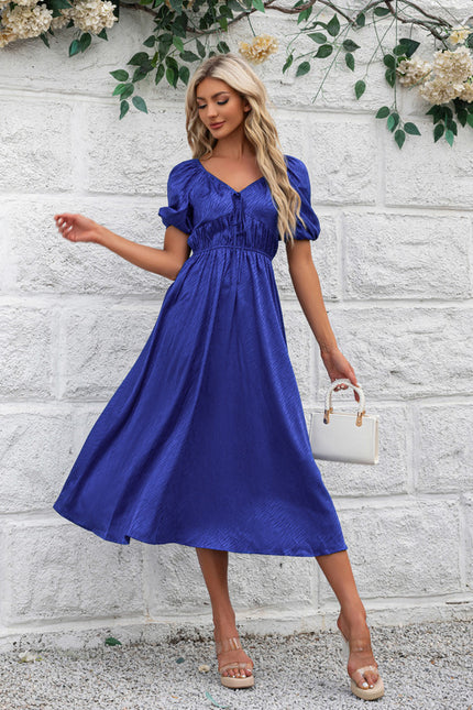 Robe Midi Satin Bleu Royal - gallery 4