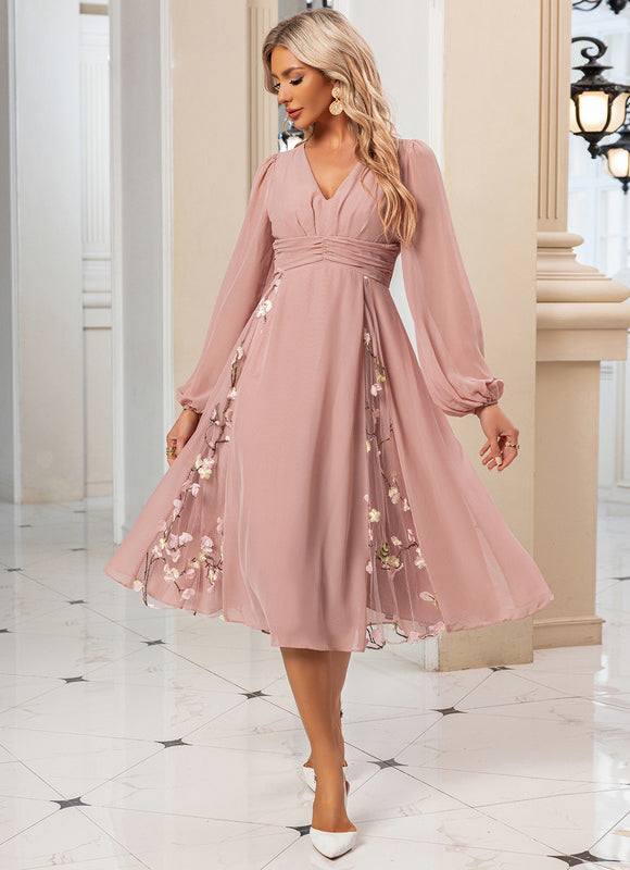Robe Midi Midi Florale Élégante - gallery 7