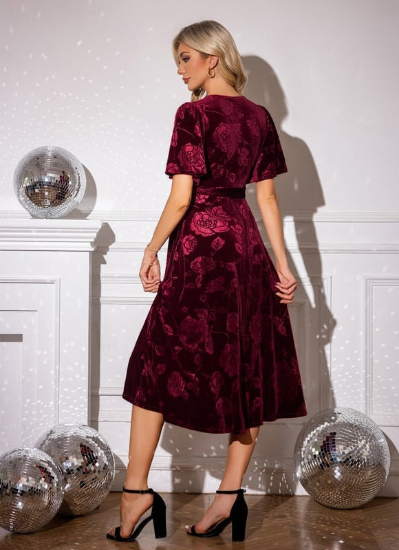 Robe Midi Velours Étoilé - gallery 1