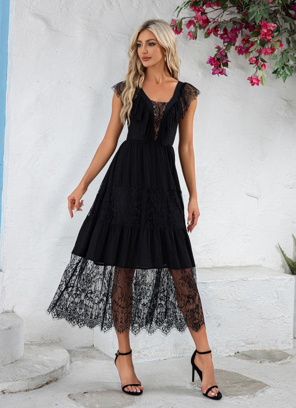 Robe Midi Dentelle Élégante - gallery 1