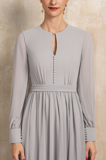 Robe Midi Gris Chic Élégante - gallery 6