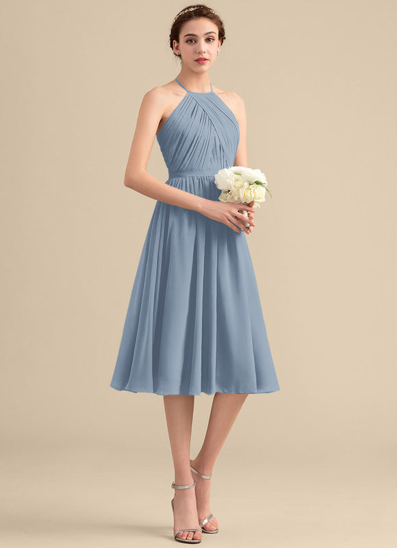Robe Midi Mousseline Bleu - gallery 4