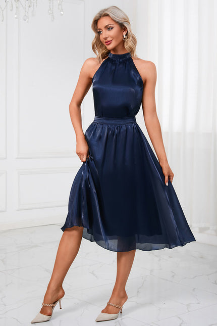Robe Midi Satinée Halter - gallery 5