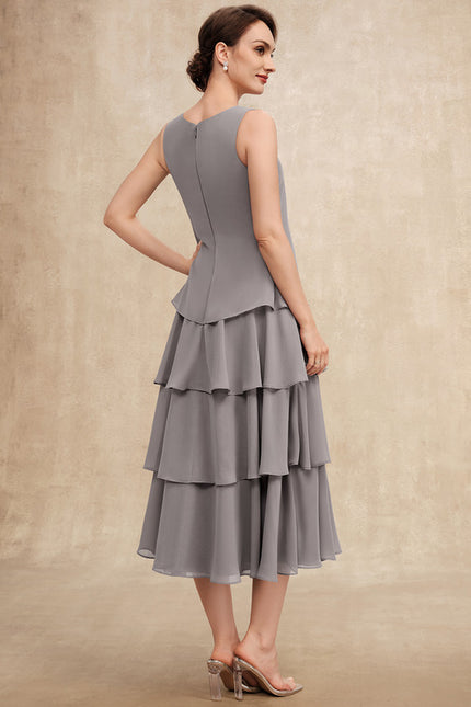 Robe Midi Grise Cascades - gallery 6
