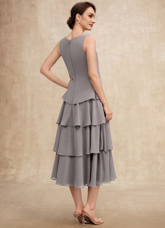 Robe Midi Grise Cascades - gallery 6