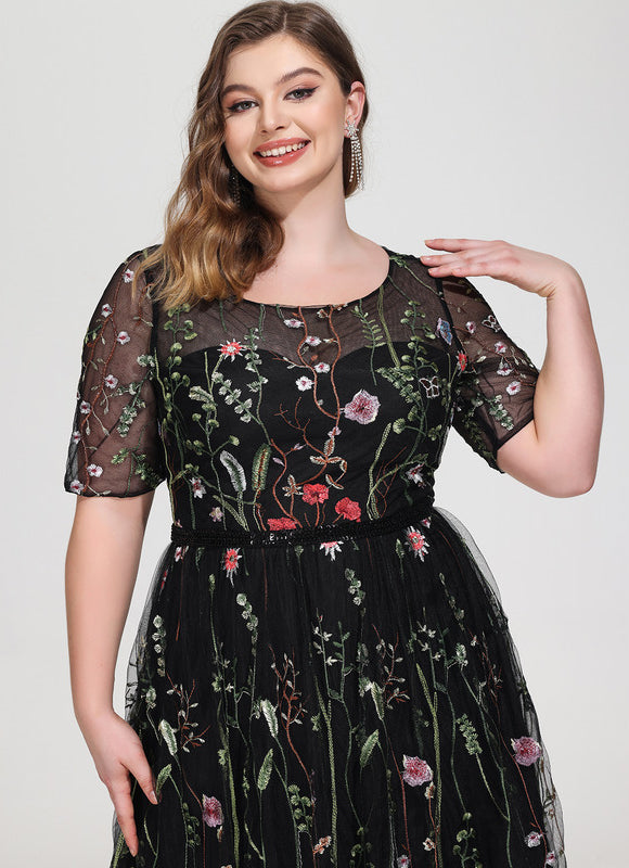 Robe Midi Fleurie Noire - gallery 9