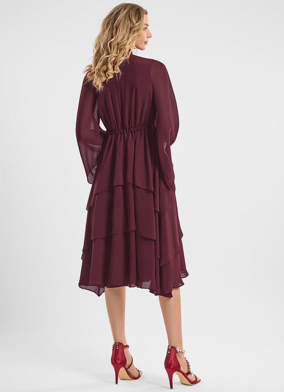 Robe Midi Fluide Bordeaux - gallery 4