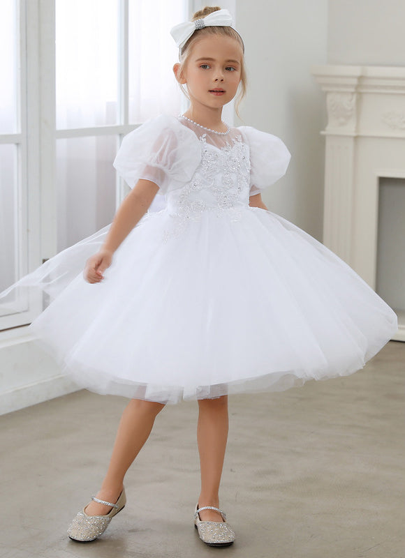 Robe Midi Tulle Blanche Enfant - gallery 2