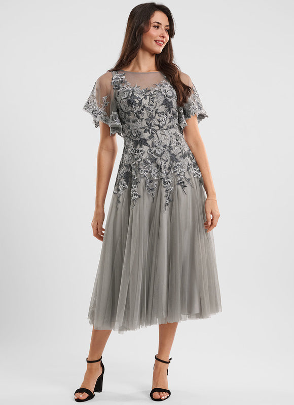 Robe Midi Tulle Argenté - gallery 2