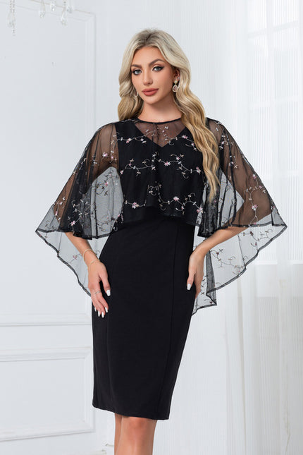 Robe Midi Noire Brodée - gallery 6
