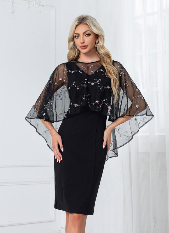 Robe Midi Noire Brodée - gallery 6