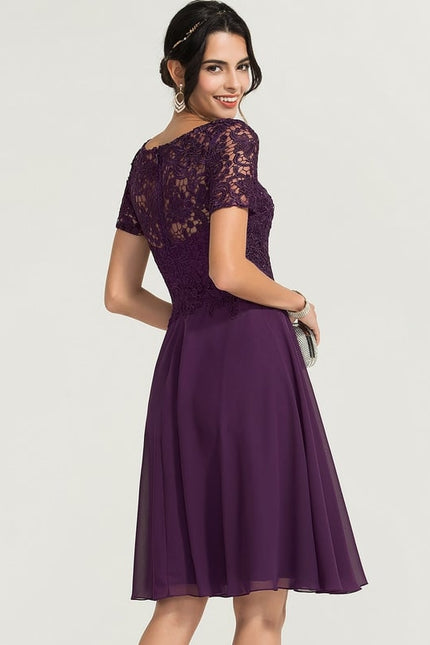 Robe Midi Dentelle Aubergine - gallery 4