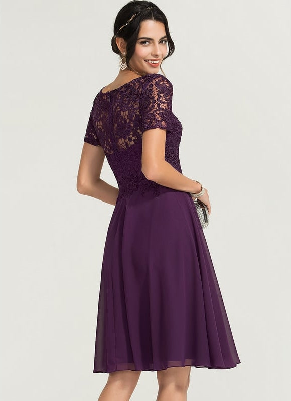 Robe Midi Dentelle Aubergine - gallery 4