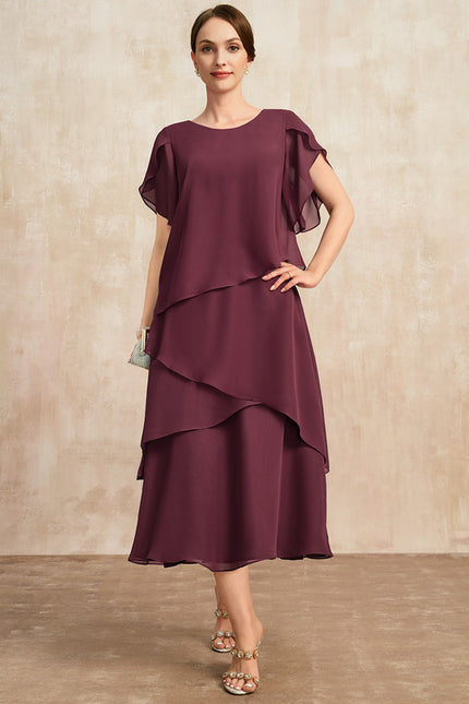Robe Midi Cascade Bordeaux