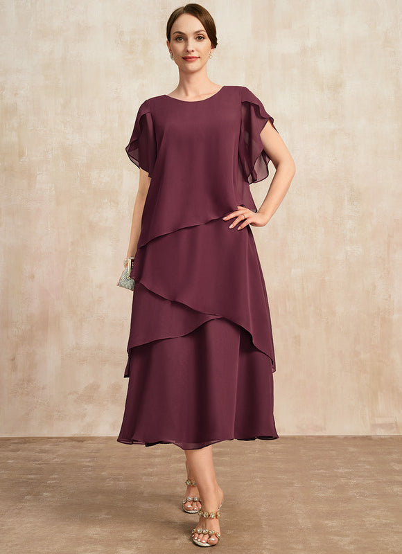 Robe Midi Cascade Bordeaux
