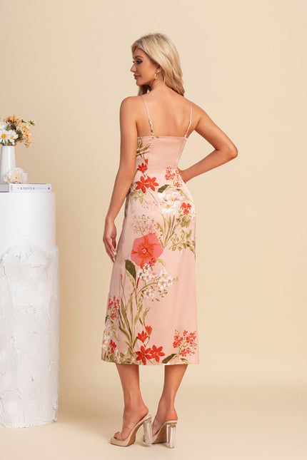 Robe Midi Satinée À Fleurs - gallery 2
