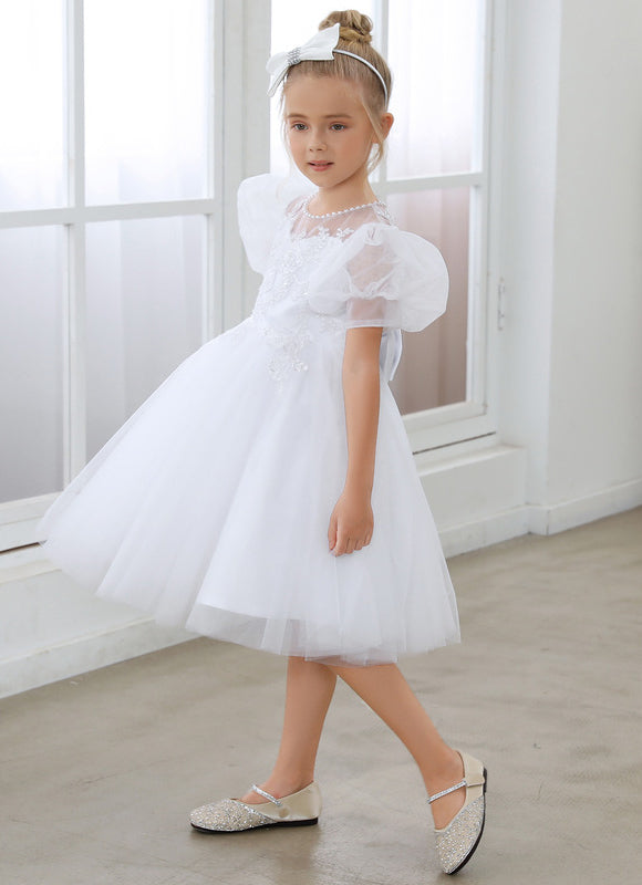 Robe Midi Tulle Blanche Enfant - gallery 4