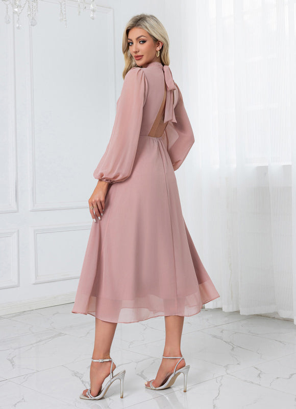 Robe Midi Fluide Rose Pâle - gallery 4