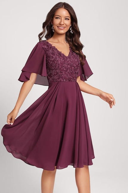 Robe Midi Bordeau Flottante - gallery 1