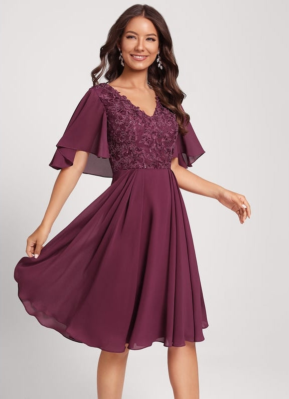 Robe Midi Bordeau Flottante - gallery 1
