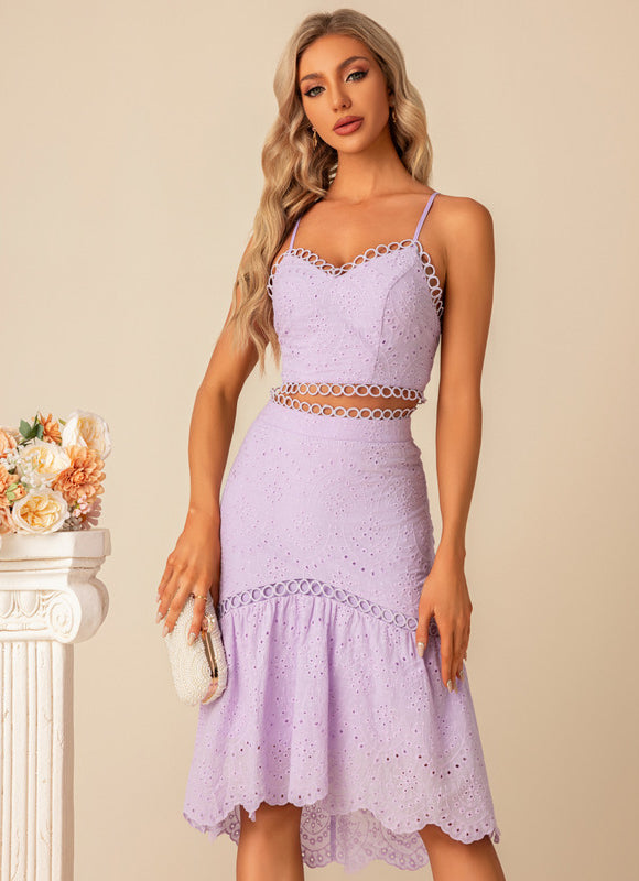 Robe Midi Lilas Brodée - gallery 4