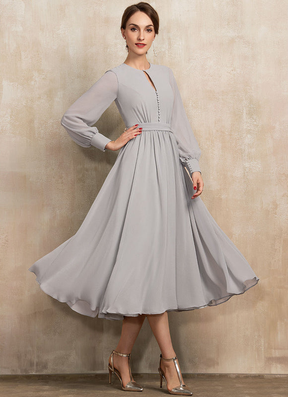 Robe Midi Gris Chic Élégante - gallery 3