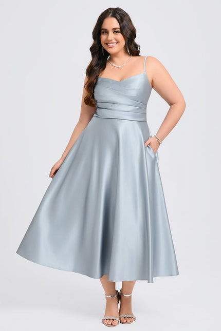 Robe Midi Satin Bleu Ciel - gallery 7