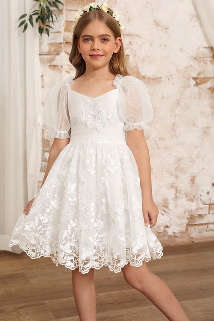 Robe Midi Enfant Dentelle Blanche - gallery 7
