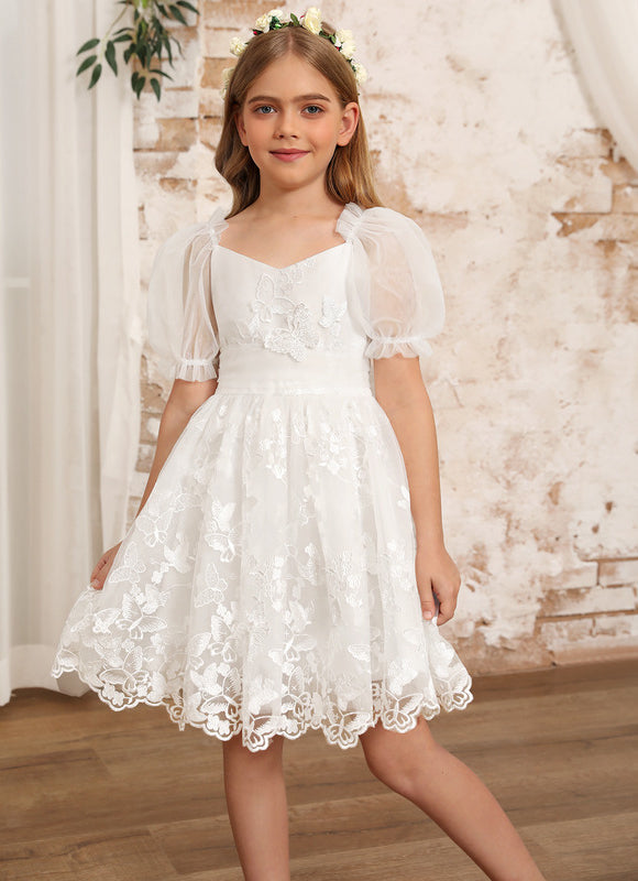 Robe Midi Enfant Dentelle Blanche - gallery 7